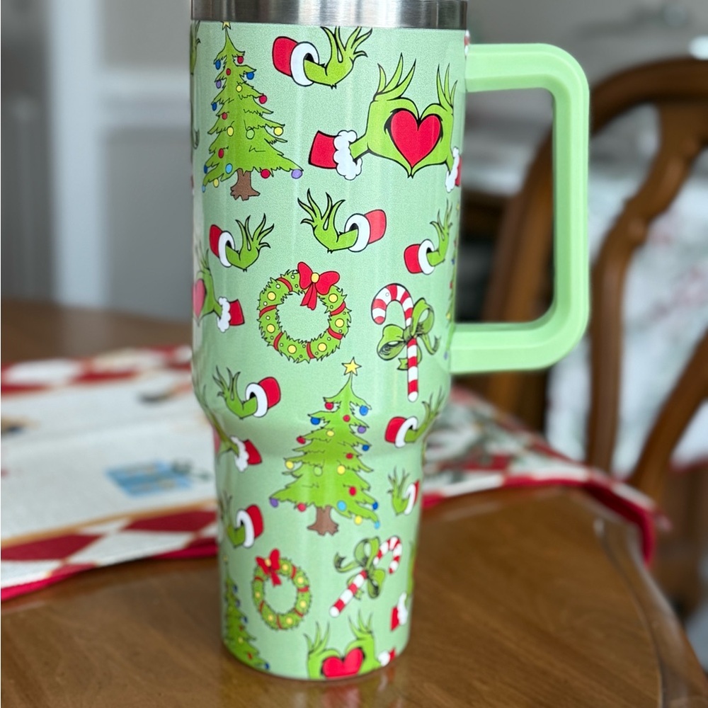 Festive Green Grinch Holiday 40 oz. Travel Mug